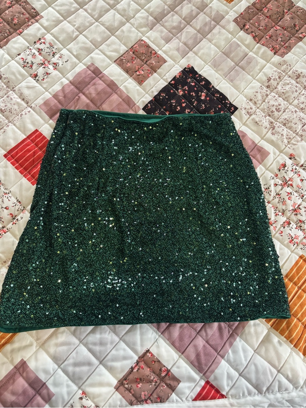 SHEIN Emerald Green Sequin Mini Skirt